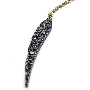 Victoria's Secret Black Feather Crystal Pendant Necklace 23in